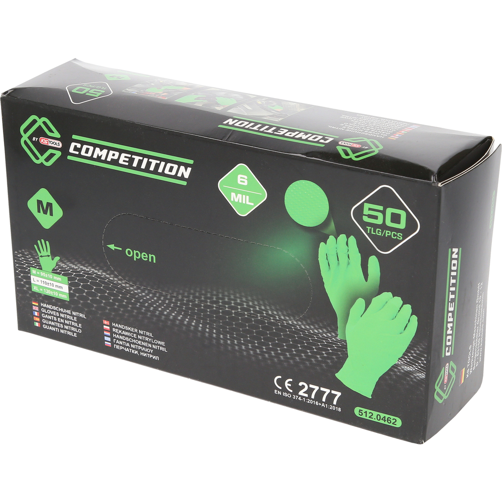 COMPETITION Handschuhe Nitril, M, Box 10x50er Pack, grün